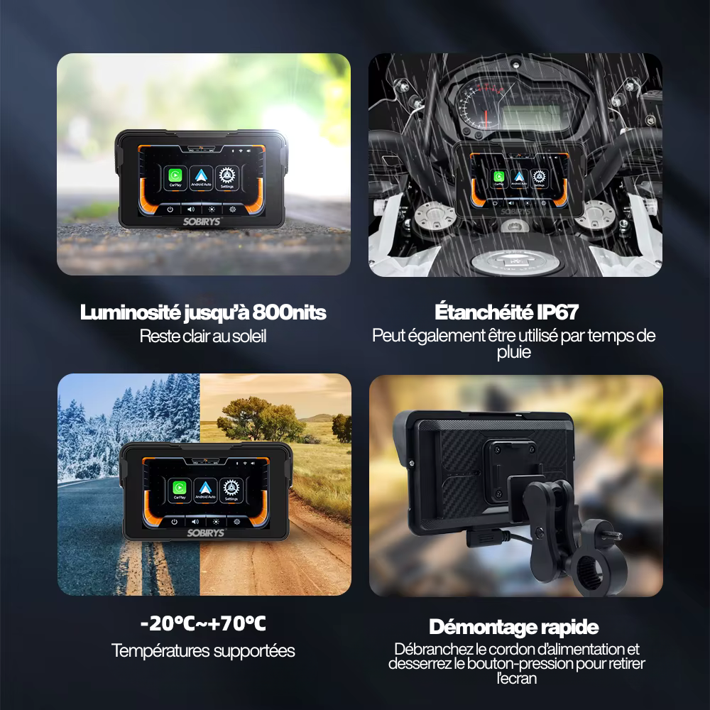 Ecran Carplay / Android sans fil pour moto