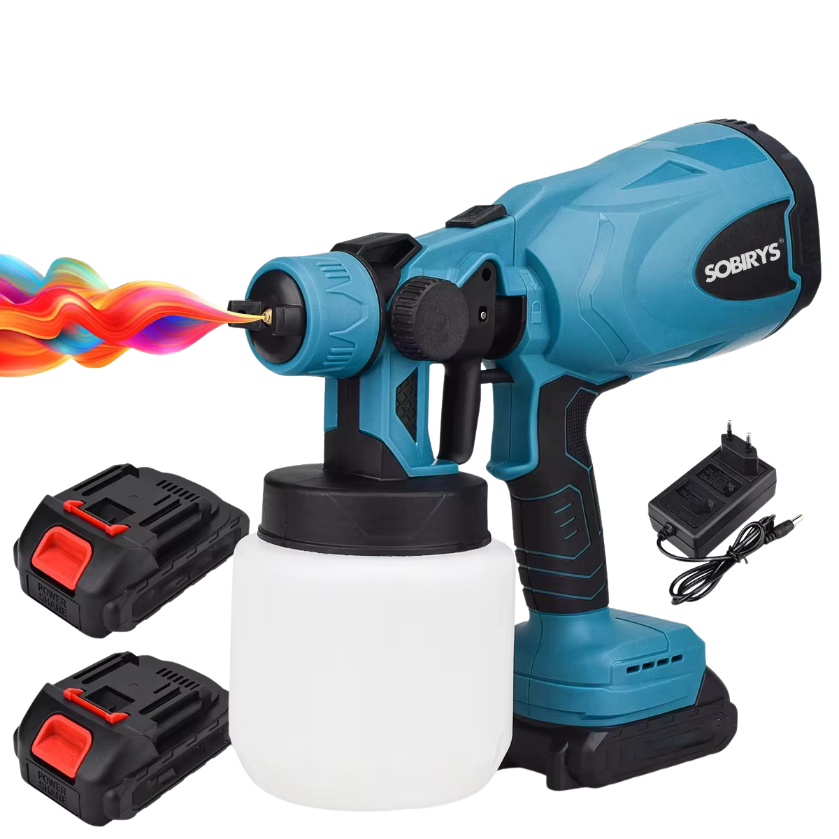 Pulvérisateur de peinture sans fil haute pression avec 2 batteries